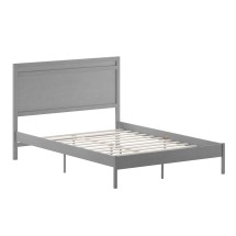 Flash Furniture MG-09003QB-Q-GRYWSH-GG Queen Size Solid Wood Platform Bed with Wooden Slats and Headboard, Gray