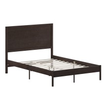Flash Furniture MG-09004FB-F-DKBRN-GG Full Size Solid Wood Platform Bed with Wooden Slats and Headboard, Dark Brown