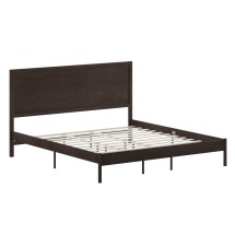 Flash Furniture MG-09004KB-K-DKBRN-GG King Size Solid Wood Platform Bed with Wooden Slats and Headboard, Dark Brown