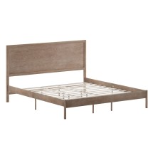 Flash Furniture MG-09004KB-K-OAK-GG King Size Solid Wood Platform Bed with Wooden Slats and Headboard, Light Brown