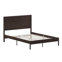 Flash Furniture MG-09004QB-Q-DKBRN-GG Queen Size Solid Wood Platform Bed with Wooden Slats and Headboard, Dark Brown
