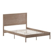 Flash Furniture MG-09004QB-Q-OAK-GG Queen Size Solid Wood Platform Bed with Wooden Slats and Headboard, Light Brown