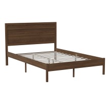 Flash Furniture MG09003FB-F-BRN-GG Full Size Solid Wood Platform Bed with Wooden Slats and Headboard, Brown