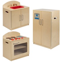 Flash Furniture MK-DP00KTCHN-GG Children's Wooden Play Kitchen Set - Stove, Sink and Refrigerator 