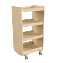 Flash Furniture MK-KE24091-GG Bright Beginnings Wooden Mobile Storage Cart with 4 Storage Tiers
