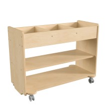 Flash Furniture MK-KE24145-GG Bright Beginnings Wooden Mobile Storage Cart with 3 Top Storage Cubbies, 2 Lower Shelves