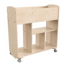 Flash Furniture MK-KE24244-GG Bright Beginnings Double Sided Wooden Mobile Storage Cart with 10 Storage Compartments