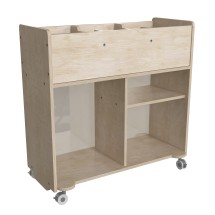 Flash Furniture MK-KE24268-GG Bright Beginnings Double Sided Wooden Mobile Storage Cart with 6 Storage Compartments
