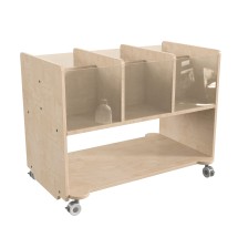 Flash Furniture MK-KE24275-GG Bright Beginnings Double Sided Wooden Mobile Storage Cart with 6 Clear Storage Bins