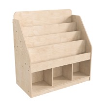 Flash Furniture MK-KE24282-GG Bright Beginnings Modular Wooden Classroom 4 Tier Bookstand with 3 Storage Compartments