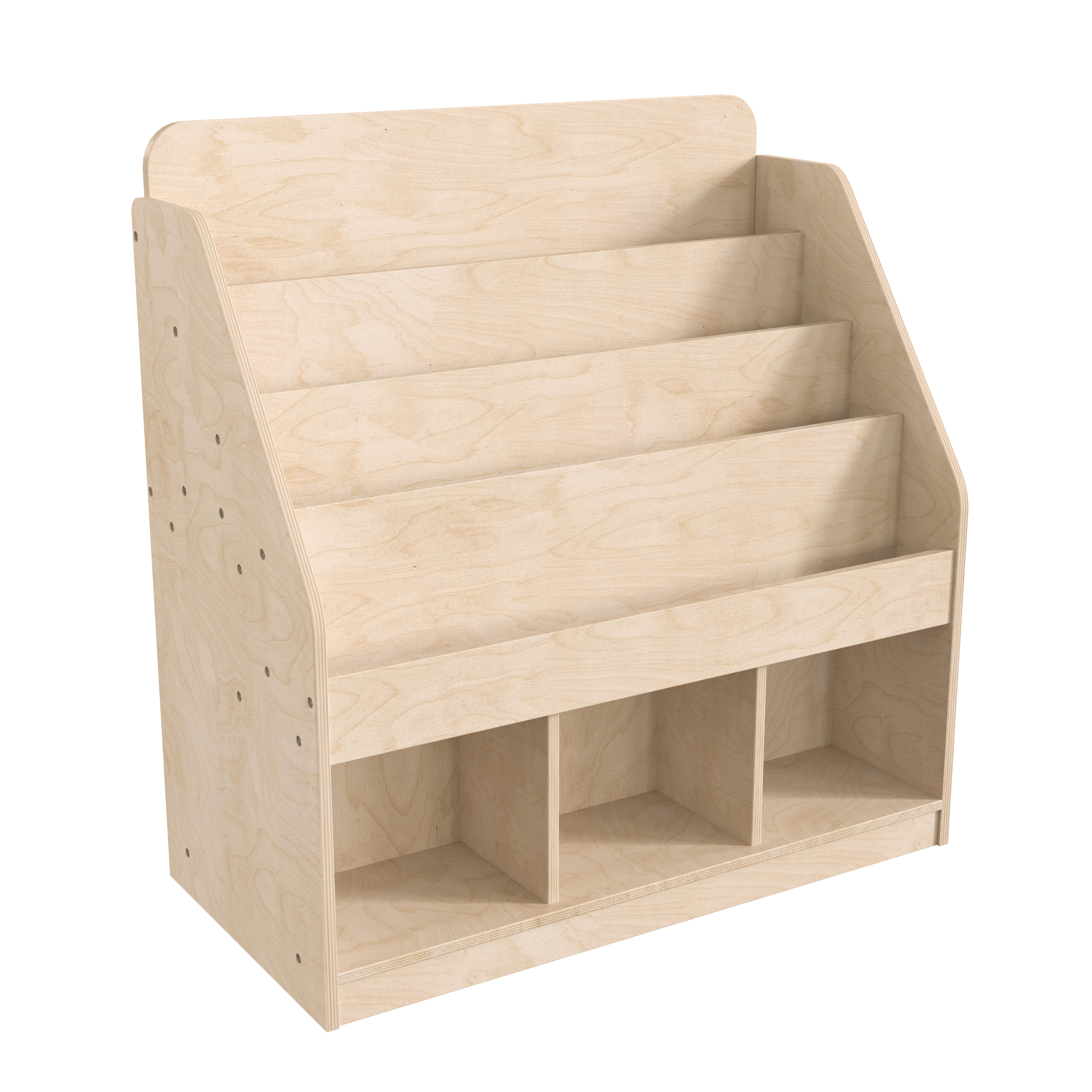 Flash Furniture MK-KE24282-GG Bright Beginnings Modular Wooden Classroom 4 Tier Bookstand with 3 Storage Compartments