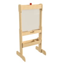 Flash Furniture MK-ME03669-GG Bright Beginnings Double Sided Natural Wood Free-Standing STEAM Easel, Storage Tray, Acrylic Paint Window