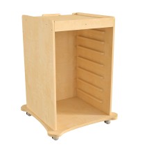 Flash Furniture MK-ME06639-GG Bright Beginnings Natural Wood Mobile STEAM Wall Accessory Board Storage Cart