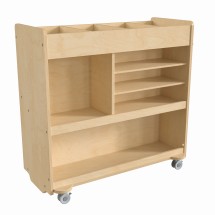 Flash Furniture MK-ME08190-GG Bright Beginnings Wooden Mobile Storage Cart with 4 Top Storage Compartments & 5 Cubbies