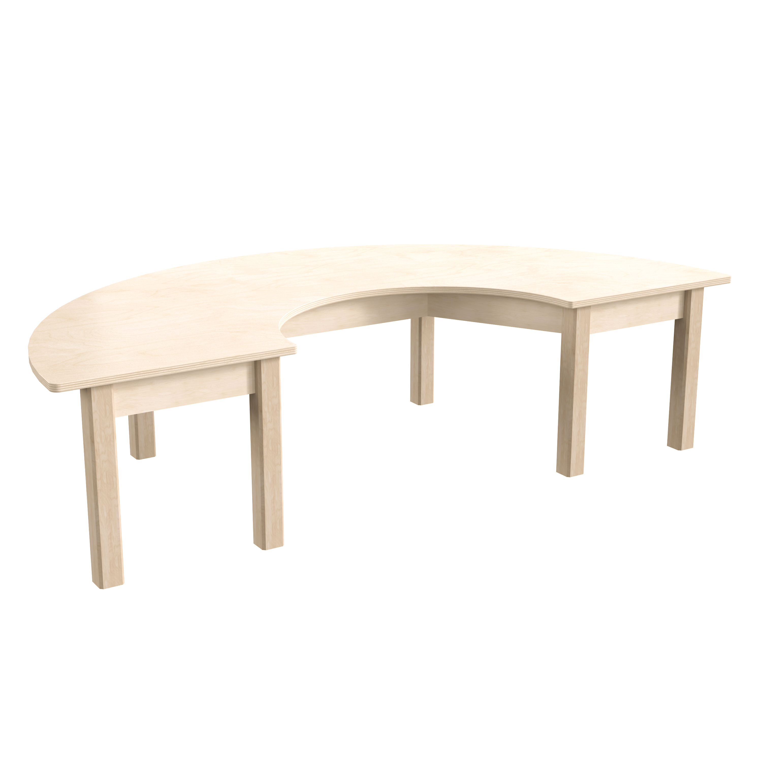 Flash Furniture MK-ME088013-GG Bright Beginnings Wooden Half Circle Preschool Classroom Activity Table, 29.5"W x 59"D x 14.5"H