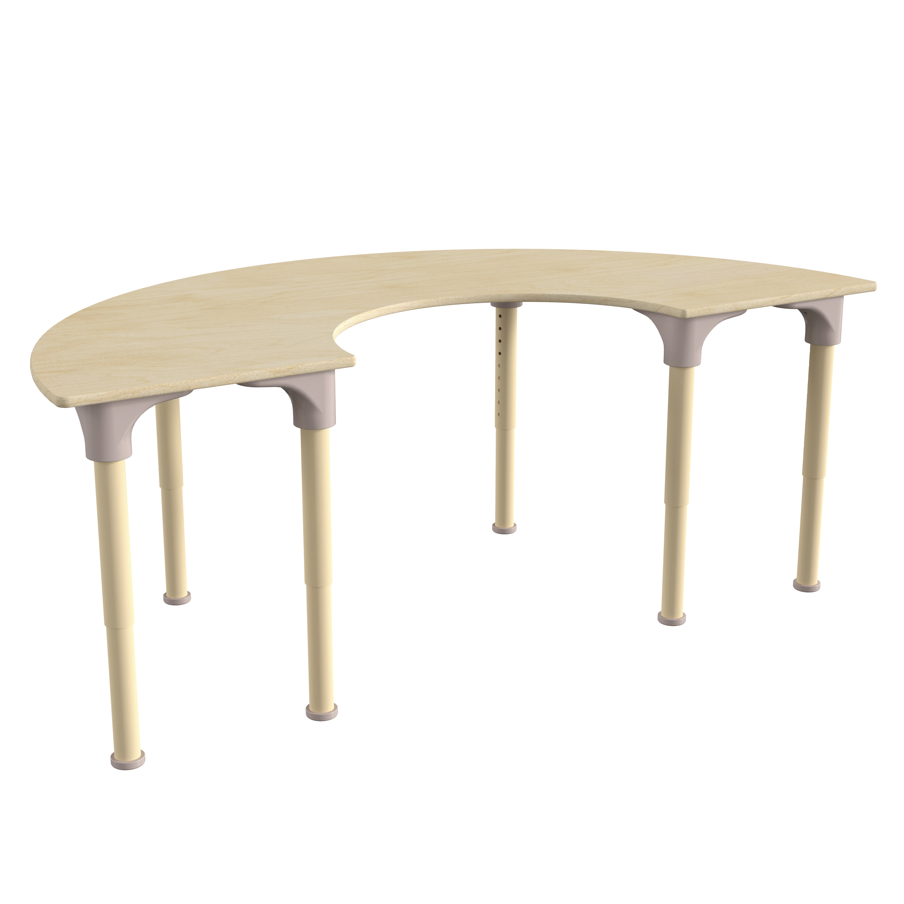 Flash Furniture MK-ME088019-GG Bright Beginnings 59" Wooden Half Circle Adjustable Height Classroom Activity Table, 15"H - 23"H