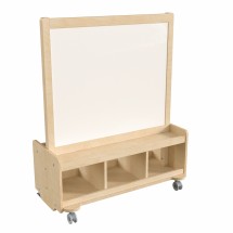 Flash Furniture MK-ME09050-GG Bright Beginnings Wooden Mobile Dual Sided 2 Person Art Station with Cubby Storage