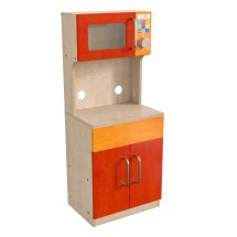 Flash Furniture MK-ME10292-GG Bright Beginnings Wooden Children's Kitchen Cabinet with Microwave