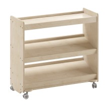 Flash Furniture MK-ME13705-GG Bright Beginnings Wooden Mobile Classroom Storage Cart, 3 Angled Shelves