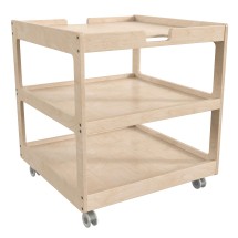 Flash Furniture MK-ME14795-GG Bright Beginnings 3 Shelf Square Wooden Mobile Classroom Storage Cart