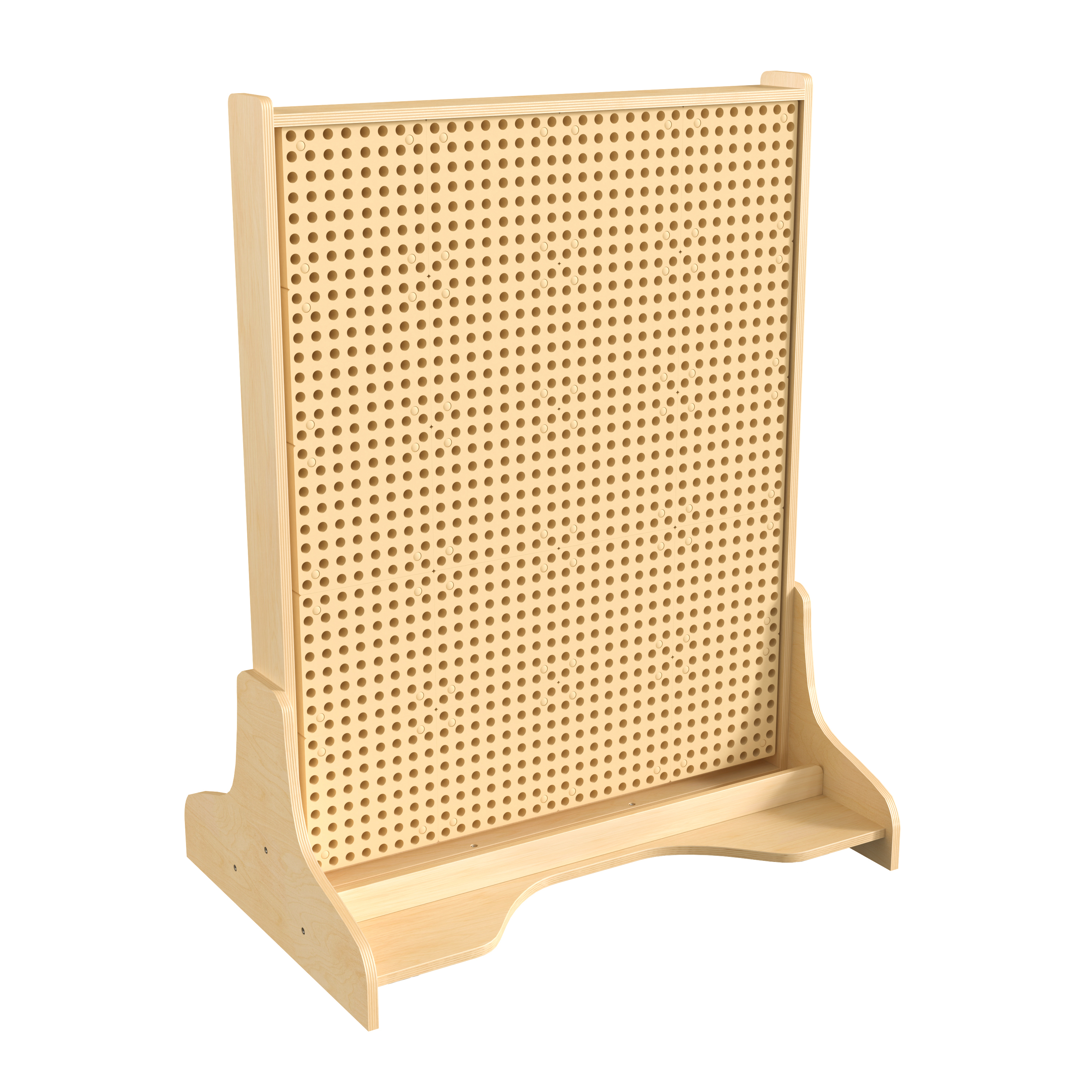 Flash Furniture MK-ME19936-GG Bright Beginnings Wooden Double Sided Freestanding STEAM Wall Base with Peg Panels