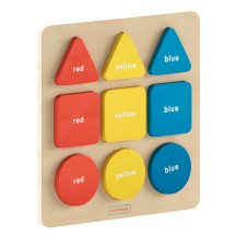 Flash Furniture MK-MK00590-GG Bright Beginnings STEM Basic Shapes and Colors Puzzle Board, Natural/Multicolor