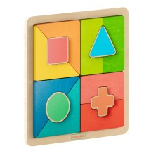 Flash Furniture MK-MK00606-GG Bright Beginnings STEM Geometric Shape Building Puzzle Board, Natural/Multicolor