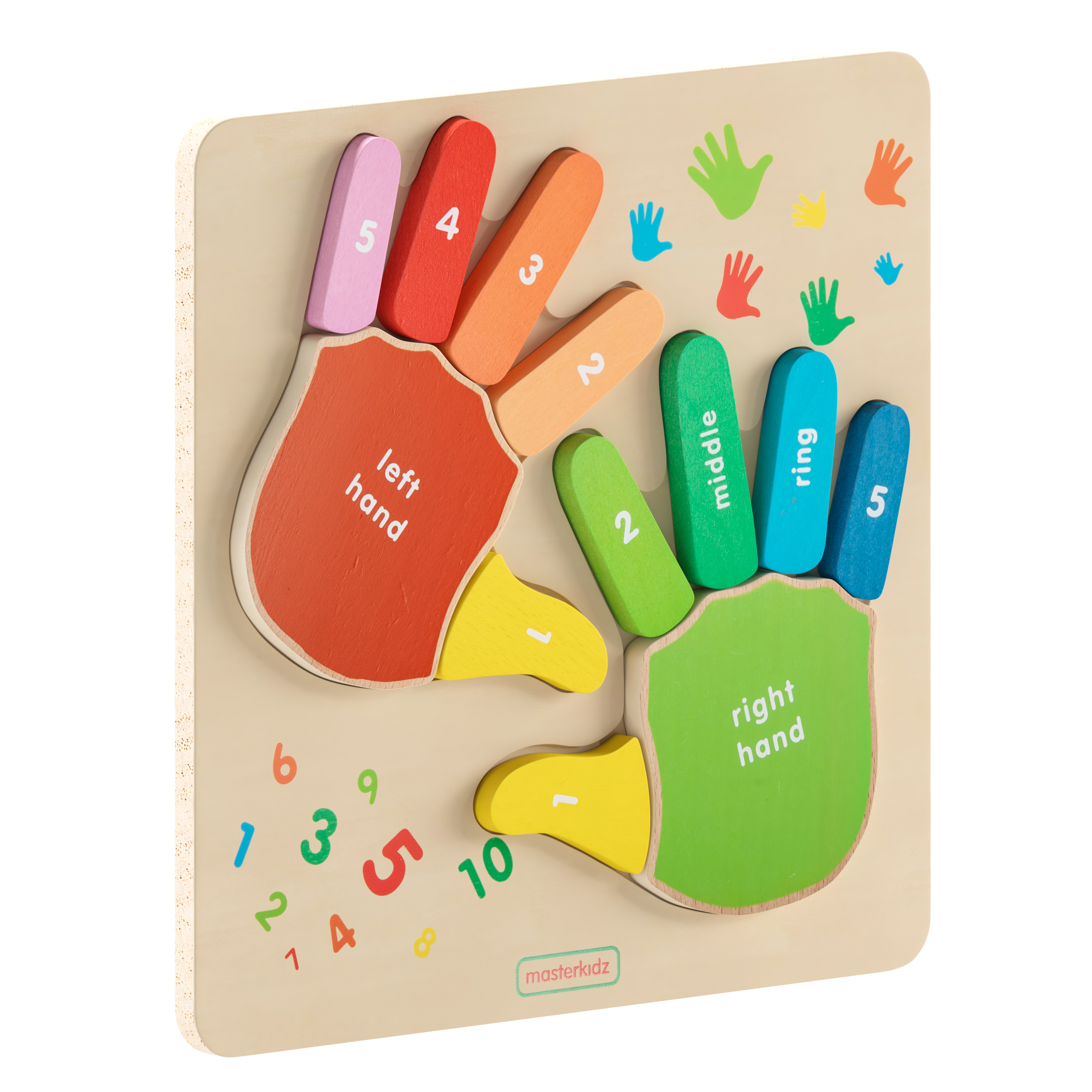 Flash Furniture MK-MK01733-GG Bright Beginnings STEM Hand Counting Learning Puzzle Board, Natural/Multicolor