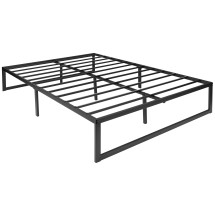 Flash Furniture MP-XU-BD10001-F-BK-GG Universal 14&quot; Metal Platform Bed Frame with Steel Slat Support, Full Size 