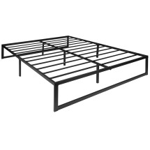 Flash Furniture MP-XU-BD10001-Q-BK-GG Universal 14&quot; Metal Platform Bed Frame with Steel Slat Support, Queen Size