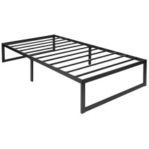 Flash Furniture MP-XU-BD10001-T-BK-GG Universal 14&quot; Metal Platform Bed Frame with Steel Slat Support, Twin Size