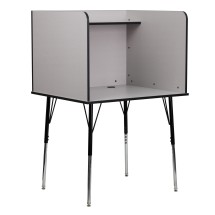 Flash Furniture MT-M6221-SGLSC-GREY-GG Stand-Alone Study Carrel with Height Adjust Legs and Wire Management, Nebula Grey Finish 