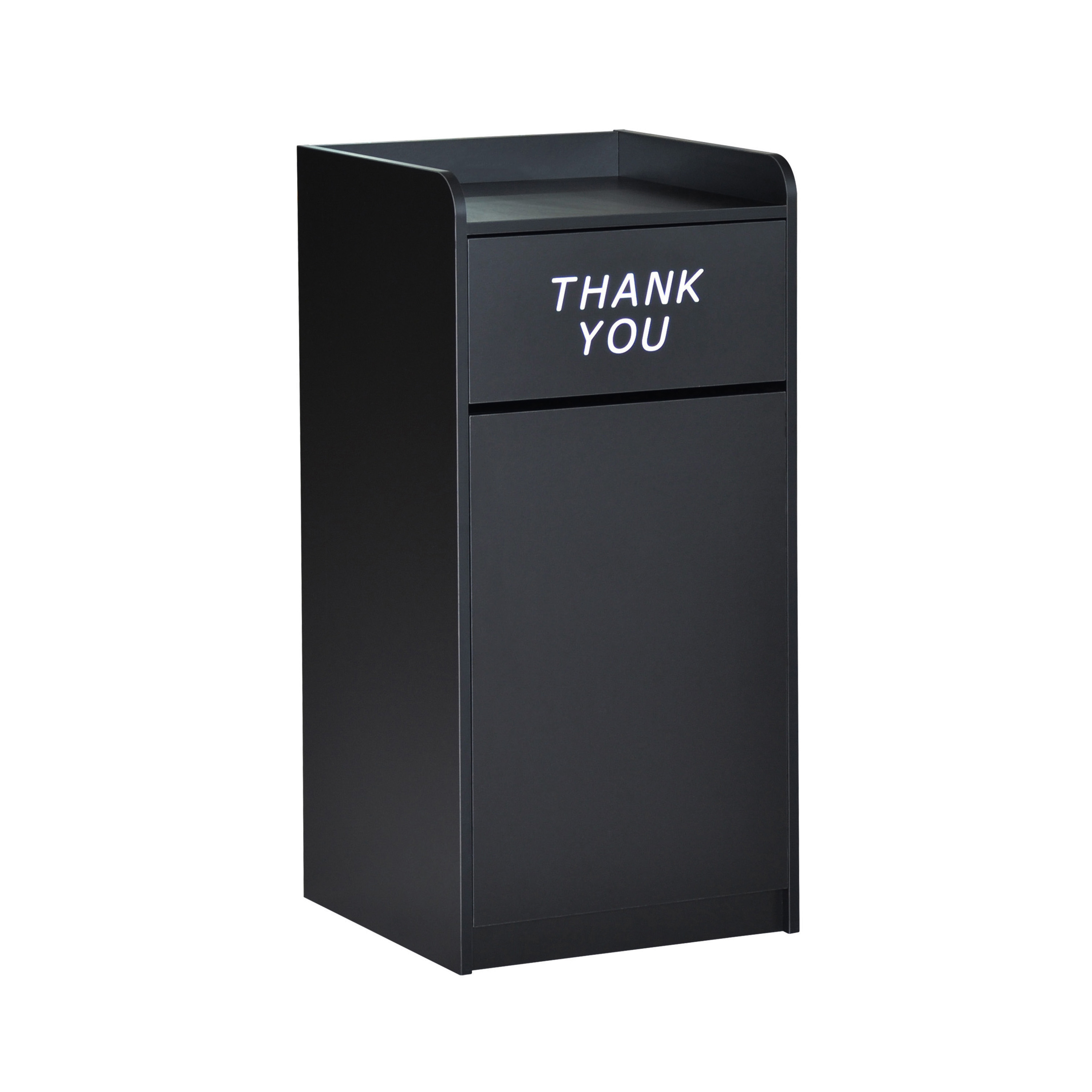 Flash Furniture MT-M8520-TRA-BLK-GG Black Wood Tray Top Trash Can