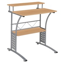 Flash Furniture NAN-CLIFTON-MP-GG Maple Computer Desk with Top and Lower Storage Shelves