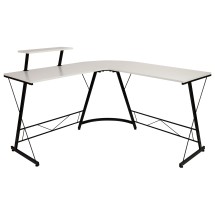 Flash Furniture NAN-CD-22181-WH-BK-GG L-Shaped Desk 71.5&quot; Computer Corner Desk, White/Black