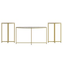 Flash Furniture NAN-CEK-10-GG 3 Piece Occasional Glass Top Coffee and End Table Set with Brushed Gold Frame