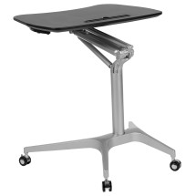 Flash Furniture NAN-IP-10-BK-GG Mobile Sit-Down, Stand-Up Black Computer Ergonomic Desk, 28.25&quot;W