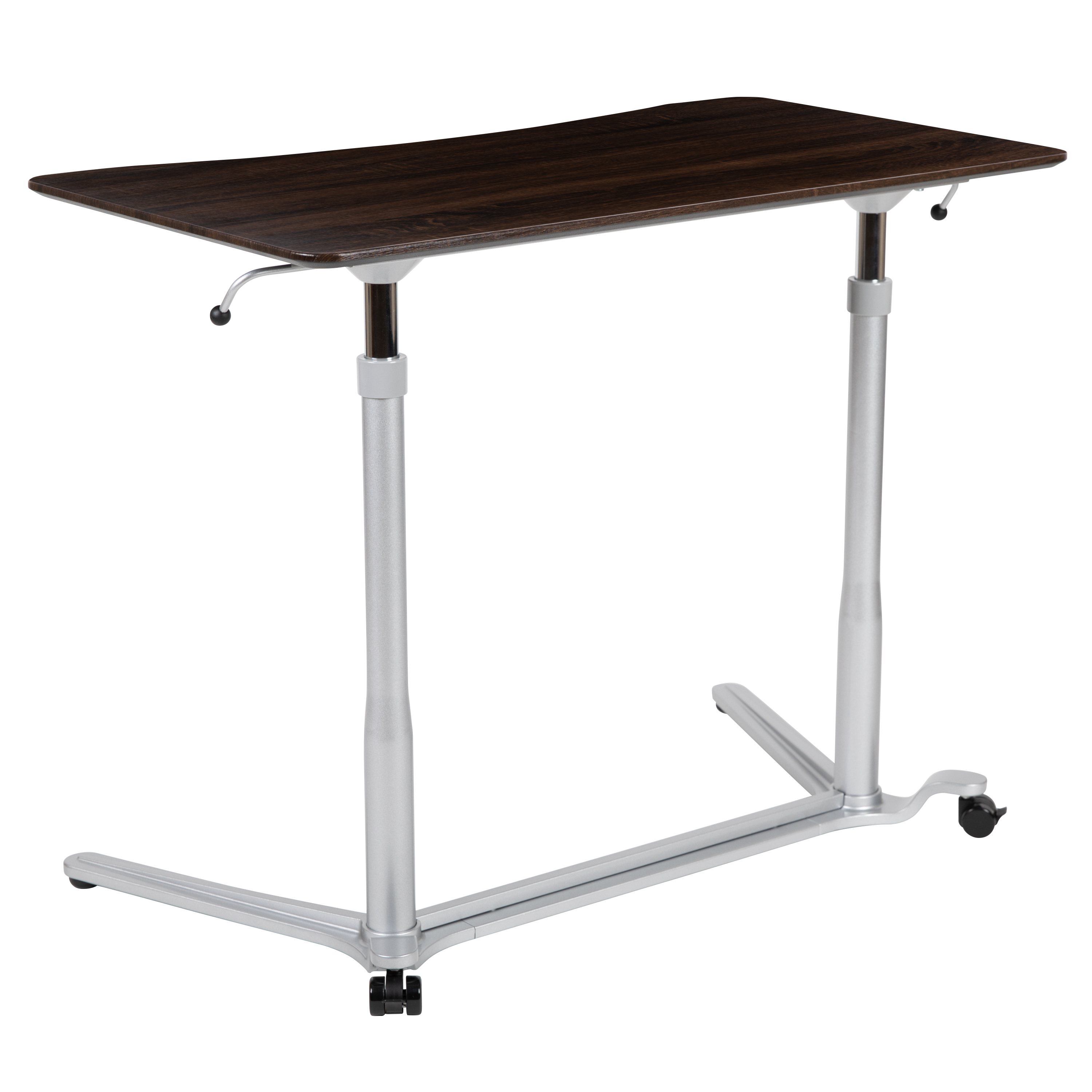 Flash Furniture NAN-IP-6-1-DKW-GG Sit-Down, Stand-Up Dark Wood Grain Computer Ergonomic Desk, 37.375"W