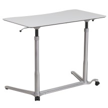 Flash Furniture NAN-IP-6-1-GG Sit-Down, Stand-Up Light Gray Computer Ergonomic Desk, 37.375&quot;W