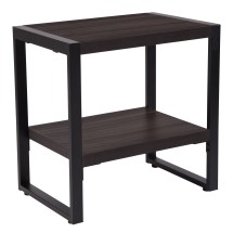 Flash Furniture NAN-JH-1733-GG Charcoal Wood Grain Finish End Table with Black Metal Frame