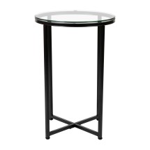 Flash Furniture NAN-JH-1786ET-BK-GG Modern Clear Glass End Table with Crisscross Matte Black Frame