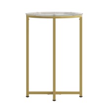 Flash Furniture NAN-JH-1786ET-GG Modern Clear Glass End Table with Crisscross Brushed Gold Frame
