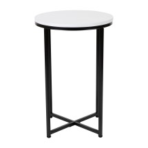 Flash Furniture NAN-JH-1787ET-BK-GG Modern White Finish End Table with Crisscross Matte Black Frame