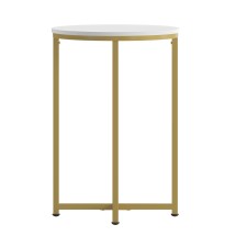 Flash Furniture NAN-JH-1787ET-GG Modern White Finish End Table with Crisscross Brushed Gold Frame