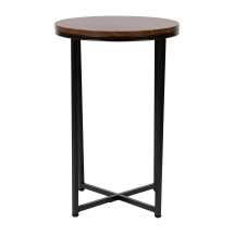 Flash Furniture NAN-JH-1787ET-WAL-BK-GG Modern Walnut Finish End Table with Crisscross Matte Black Frame