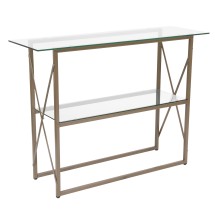 Flash Furniture NAN-JH-1796ST-GG Glass Console Table with Matte Gold Frame