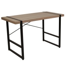 Flash Furniture NAN-JN-21738-GG Rustic Wood Grain Finish Console Table with Black Metal Frame