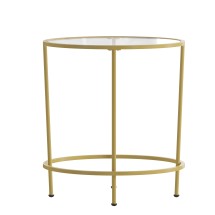 Flash Furniture NAN-JN-21750ET-GG Modern Round Clear Glass End Table with Brushed Gold Frame