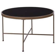 Flash Furniture NAN-JN-21751CT-GG Black Glass Coffee Table with Matte Gold Frame