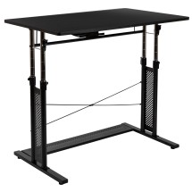 Flash Furniture NAN-JN-21908-GG Black Height Adjustable Sit to Stand Home Office Desk, 27.25-35.75&quot;H